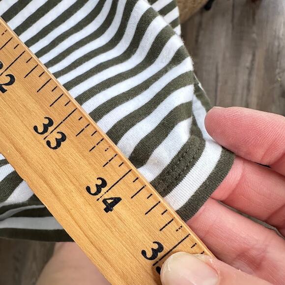 Michael Kors Striped Mini Dress Women's XL Green White Ruffle Sleeve Cotton Zip - Picture 10 of 10